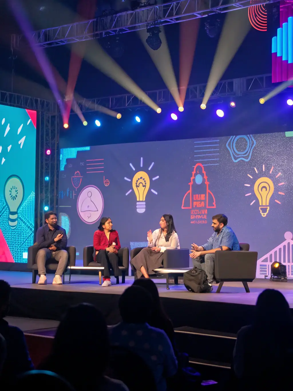 A panel discussion at the PulseUno conference, featuring successful South African entrepreneurs sharing their experiences and insights.